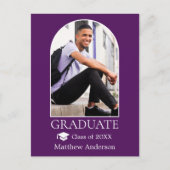 Moderner Arch Grad Cap Lila Abschluss Postkarte (Vorderseite)