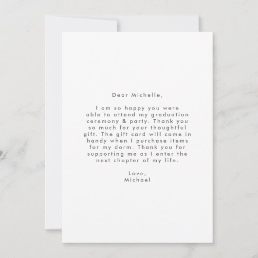 Moderner Arch Grau Foto Abschluss Dankeskarte (Rückseite)