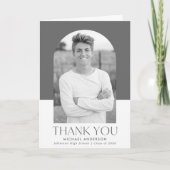 Moderner Arch Grau Foto Abschluss Dankeskarte (Vorderseite)