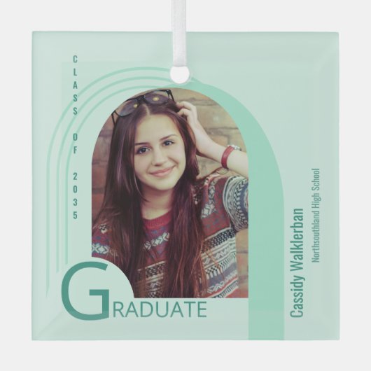 Moderner Arch Green Foto Abschluss Ornament Aus Glas (Vorderseite)