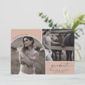 Moderner Arch Lachs Graduate 3 Foto Abschluss Ankündigung (Stehend Vorderseite)