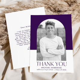 Moderner Arch Lila Color Block Foto Abschluss Dankeskarte