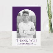 Moderner Arch Lila Color Block Foto Abschluss Dankeskarte (Vorderseite)