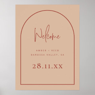 Moderner Arch Terracotta Blush Palm Wedding Willko Poster