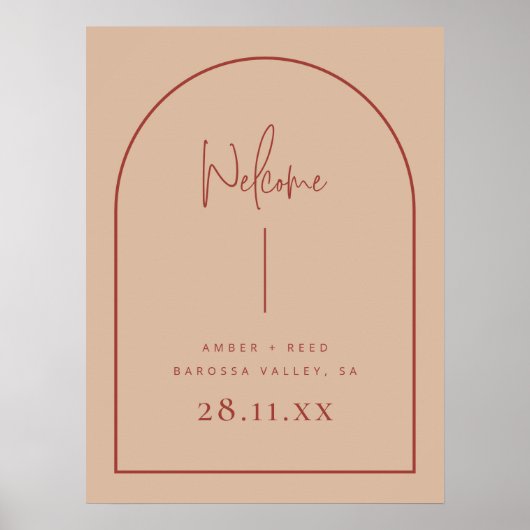Moderner Arch Terracotta Blush Palm Wedding Willko Poster (Vorne)