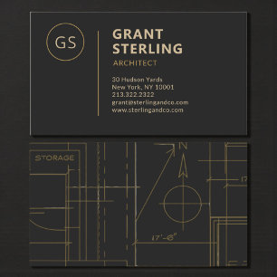 Moderner Architekt Schwarz Gold Visitenkarte