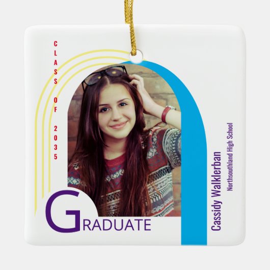 Moderner Arkadenfarbener Foto Abschluss Keramikornament (Vorderseite)