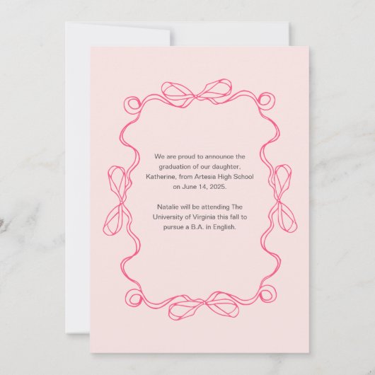 Moderner Arkor Rosa Foto Abschluss Ankündigung (Rückseite)