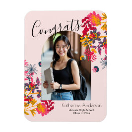 Moderner Arkor Rosa Foto Abschluss Magnet