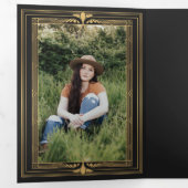 Moderner Art Deco Foto Abschluss Dreifach Gefaltete Einladung (Innen Erste Seite)