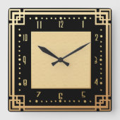 Moderner Art Deco Stil Quadratische Wanduhr (Vorderseite)