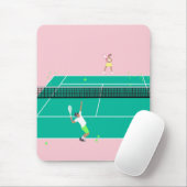 Moderner Art Tennis Match Player Rosa Grün Mousepad (Mit Mouse)
