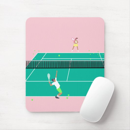 Moderner Art Tennis Match Player Rosa Grün Mousepad (Mit Mouse)