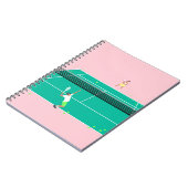 Moderner Art Tennis Match Player Rosa Grün Notizblock (Linke Seite)