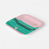 Moderner Art Tennis Match Player Rosa Grün Pappteller (Gewinkelt)