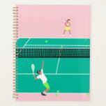 Moderner Art Tennis Match Player Rosa Grün Planer<br><div class="desc">Moderne Tennisspiel-Illustration von zwei Tennisspielern auf einem pastellrosa und grünen Tennisplatz. Sommer abstrakt klassisches Preppy Tennis Illustrationsdesign. Moderne trendige Tennisgeschenke für ihn und sie. Personalisiertes Geschenk für einen Tennisspieler. Trendy Tennis Themenspieler Wohngestaltung. Moderne Tennis-Geschenke zum Thema Spieler. Cooles Retro-Geschenk für Ihren Tennistrainer oder das Tennisteam der Schule!</div>