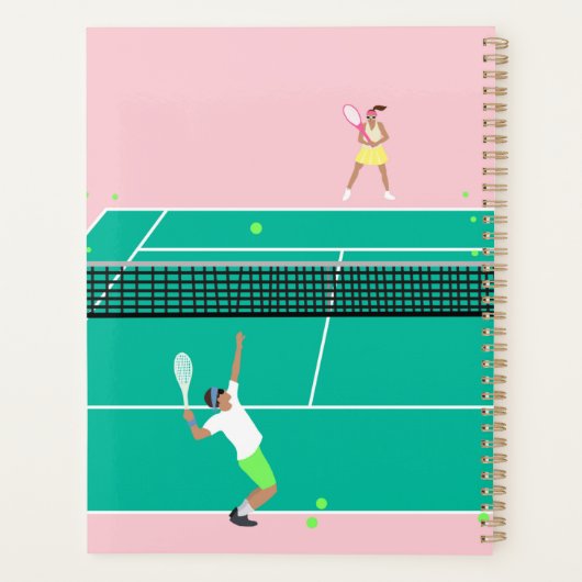 Moderner Art Tennis Match Player Rosa Grün Planer (Rückseite)