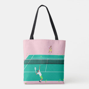 Moderner Art Tennis Match Player Rosa Grün Tasche