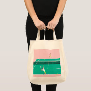 Moderner Art Tennis Match Player Rosa Grün Tragetasche