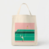 Moderner Art Tennis Match Player Rosa Grün Tragetasche (Vorne)