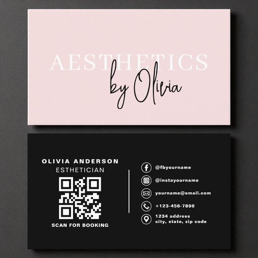 Moderner Arzt für Ersthetik QR-Code Rosa Visitenkarte