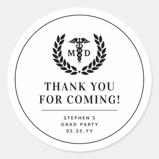 Moderner Arzt für Medizin Abschluss Vielen Dank Runder Aufkleber (Vorderseite)