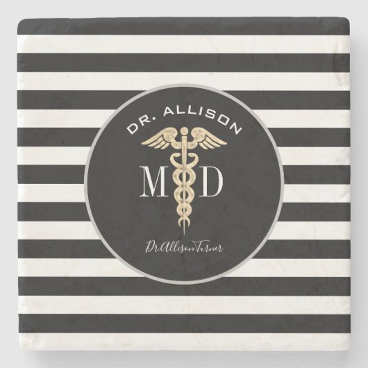 Moderner Arzt MD Gray Abschluss Personalisiert Steinuntersetzer (Vorderseite)
