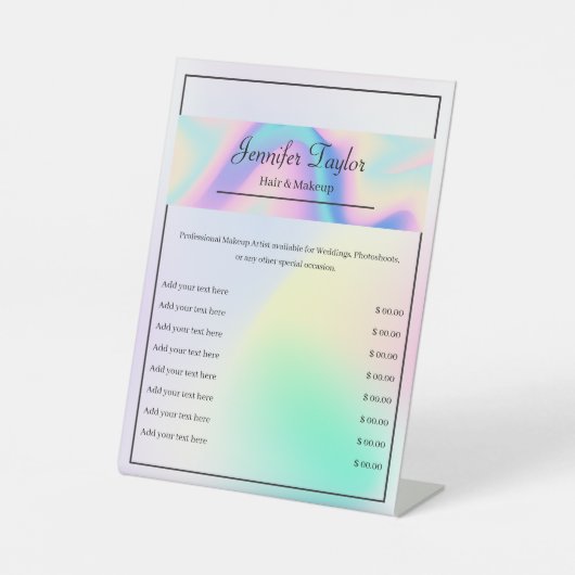 Moderner ästhetischer Holografischer Gradient Mini Sockelschild (Vorderseite)