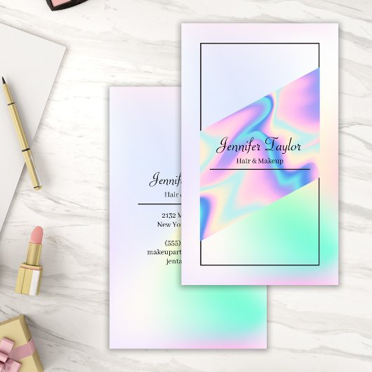Moderner ästhetischer Holografischer Gradient Mini Visitenkarte