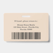 Moderner ästhetischer Realtor Real Anwesen Name Ausweis (Rückseite)