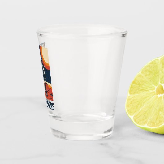 Moderner Astronaut Mars Cartoons Schnapsglas (Rechts)