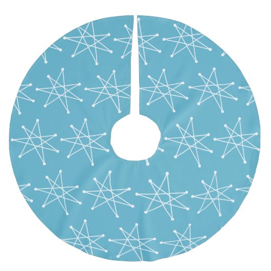 Moderner atomarer Weihnachtsstar Blue aus dem Mitt Polyester Weihnachtsbaumdecke (Vorderseite)