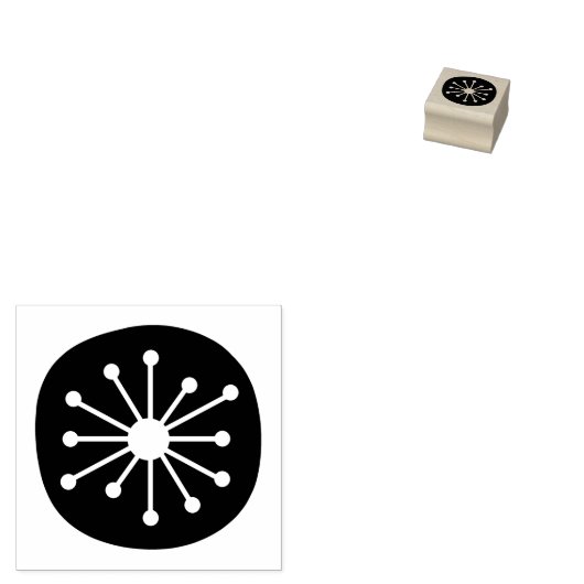 Moderner Atomdot-Retro-50er Mitte des Jahrhunderts Gummistempel (Stempel)