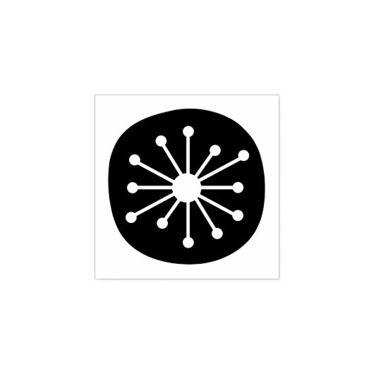 Moderner Atomdot-Retro-50er Mitte des Jahrhunderts Gummistempel (Prägung)