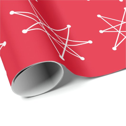 Moderner Atomstar MCM Red Geschenkpapier (Rolleneckpunkt)