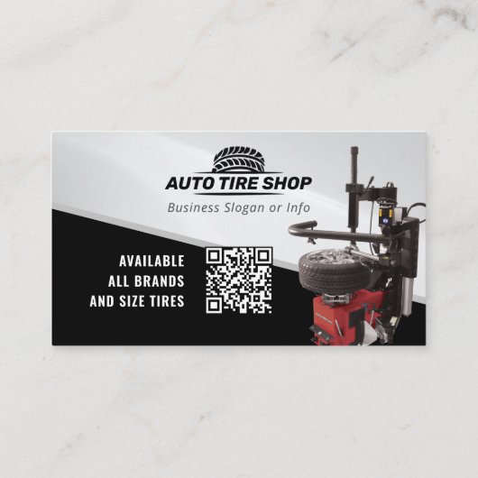Moderner Auto Tire Shop | Schwarz Visitenkarte (Rückseite)