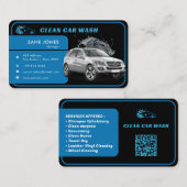 Moderner Autowash | Black Blue Business Card Visitenkarte (Vorne/Hinten)