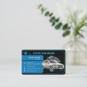 Moderner Autowash | Black Blue Business Card Visitenkarte (Stehend Vorderseite)