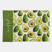 Moderner Avocado-Muster-Schriftname Geschirrtuch (Horizontal)