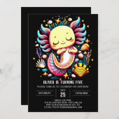 Moderner Axolotl Custom Geburtstag Einladung (Vorne/Hinten)
