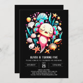 Moderner Axolotl druckbar Geburtstag Einladung (Vorne/Hinten)