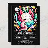 Moderner Axolotl-Kindergeburtstag Einladung (Vorne/Hinten)