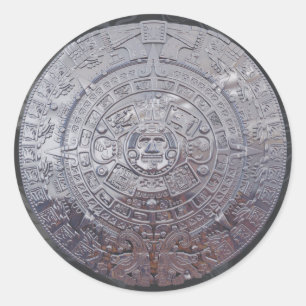 Moderner Aztec Sun Stone Runder Aufkleber