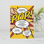 Moderner Baby-Duschspass Bereit für Pop Foto Einladung (Stehend Vorderseite)