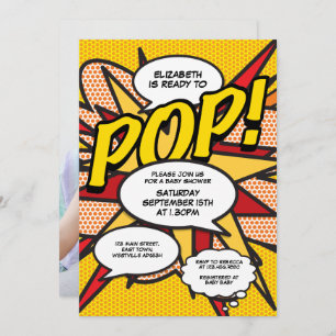 Moderner Babyduschspass Bereit für Pop Foto Einladung