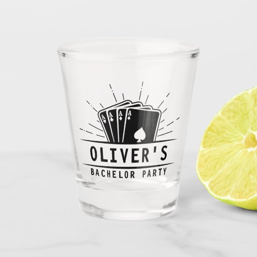 Moderner Bachelor Party Poker Casino Schnapsglas (Vorderseite)