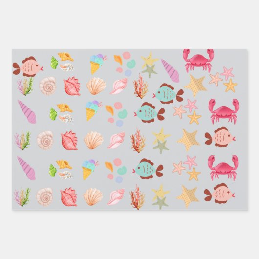 Moderner Badestrand Sommer Beach Geschenkpapier Set (Vorderseite)