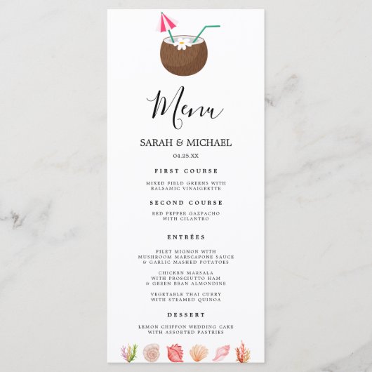 Moderner Badestrand Sommer Beach Menükarte (Vorderseite)