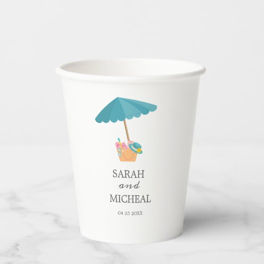 Moderner Badestrand Sommer Beach Pappbecher (Vorderseite)