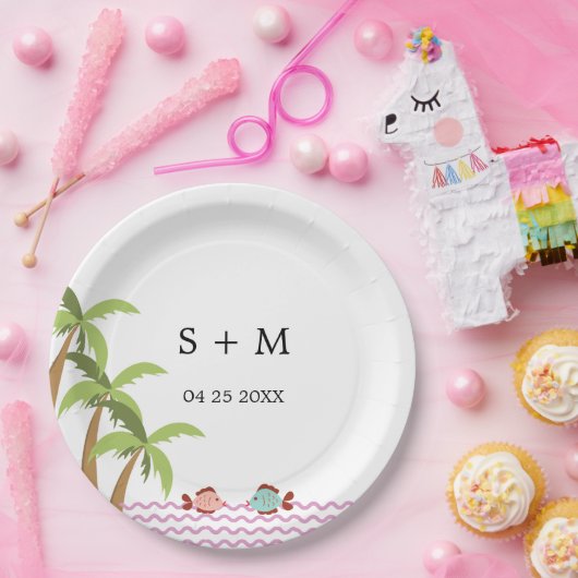 Moderner Badestrand Sommer Beach Pappteller (Party)